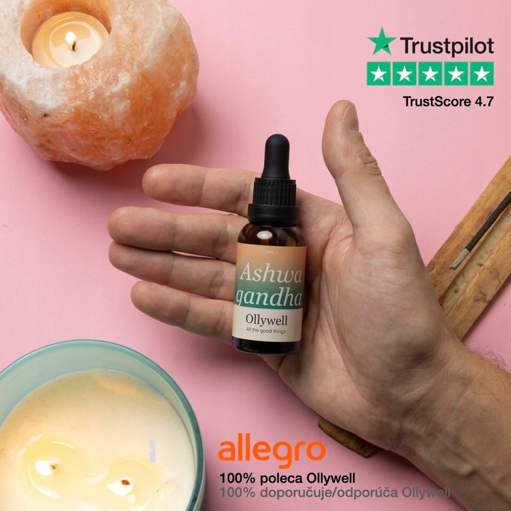 Polska Witania ospała Ashwagandha Ollywell Krople Silny ekstrakt Adaptogen