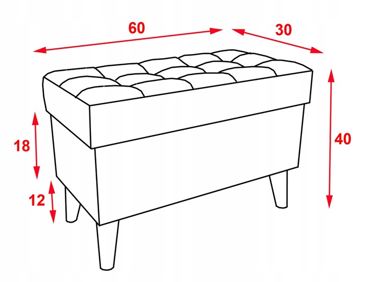 PUFA OTWIERANA 60 cm SCHOWEK ŁAWKA SKRZYNIA POJEMNIK KUFER JASNO