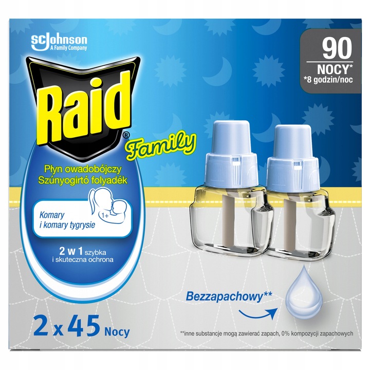 PŁYN NA KOMARY DO ELEKTROFUMIGATORA OWADOBÓJCZY RAID BEZZAPACHOWY 90