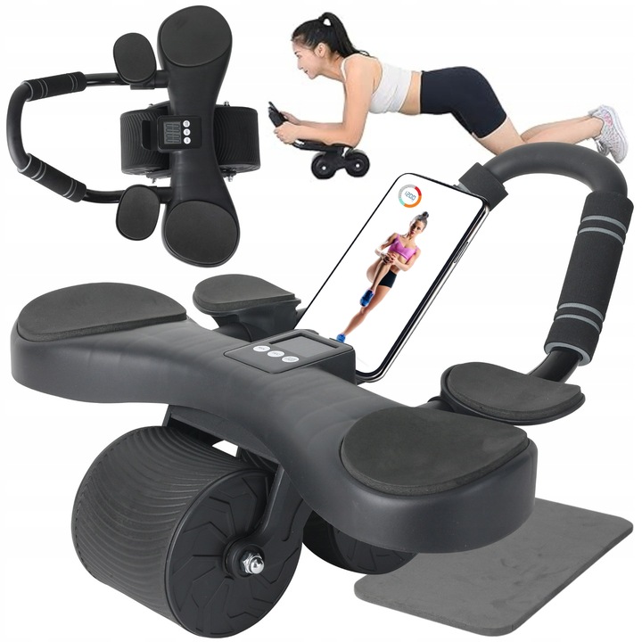 ROLLER DO TRENINGU MIĘŚNI BRZUCHA FIT PRO MAX LCD + uchwyt na smartphone