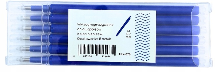 Zestaw Długopis niebieski wymazywalny 0.7 + 24 Wkłady +Gumka