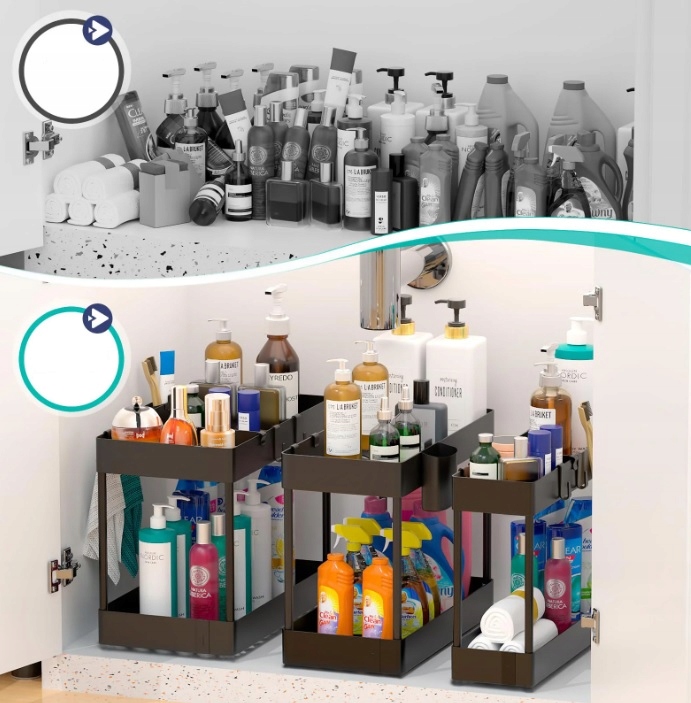 ORGANIZER POD ZLEW 2 POZIOMOWY WYSUWANA PÓŁKA REGAŁ STOJAK DO KUCHNI