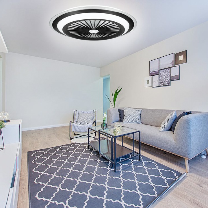 WENTYLATOR SUFITOWY WIATRAK PLAFON LAMPA LED 52 CM DUŻY APLIKACJA