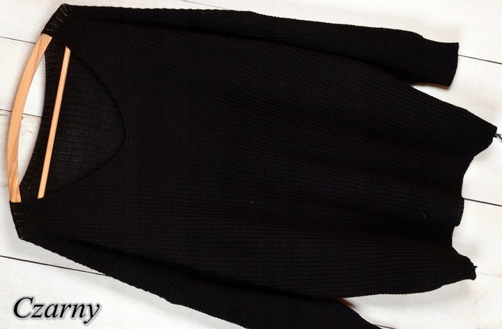 LUŹNY KLASYCZNY DUŻY KOBIECY SWETER OVERSIZE dekolt V kolory XL/XXL