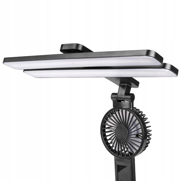 LAMPKA NA BIURKO BIURKOWA NOCNA LED z wiatrakiem zegarem szkolna