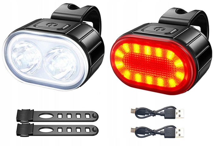 ZESTAW LAMPEK ROWEROWYCH LAMPKI DO ROWERU LAMPKA PRZÓD I TYŁ USB KOMPLET