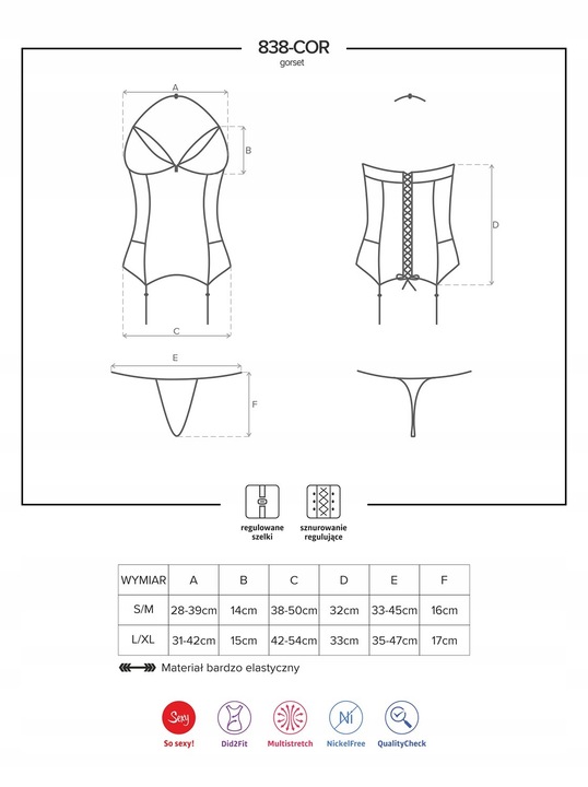Bielizna-838-COR-3 gorset i stringi L/XL