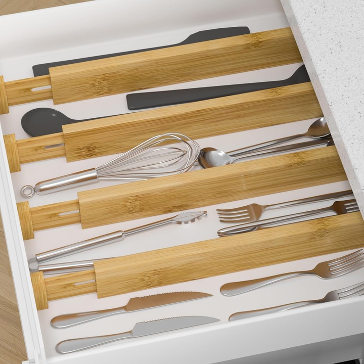 4x BAMBUSOWY ORGANIZER DO SZUFLADY SEPARATOR PRZEGRÓDKA ROZSZERZANY