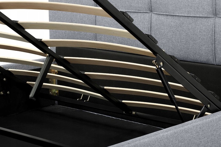 SZARE ŁÓŻKO TAPICEROWANE Z POJEMNIKIEM 160x200