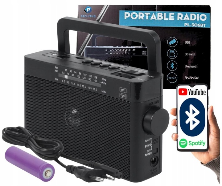 RADIO KUCHENNE DOMOWE PRZENOŚNE NA AKUMULATOR FM AM BLUETOOTH MICRO SD