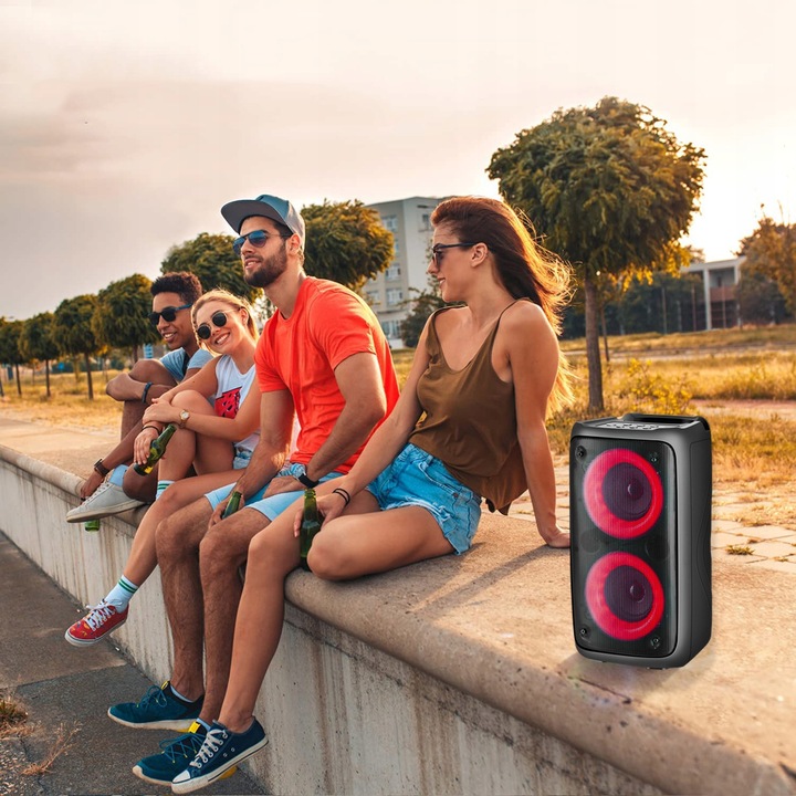Głośnik Bluetooth Boombox Mobilny USB RADIO LED Bezprzewodowy