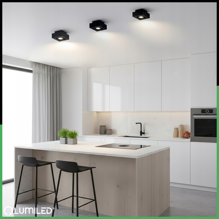 Oprawa Halogenowa Natynkowa Lampa Sufitowa Kwadratowa Ruchoma Czarna