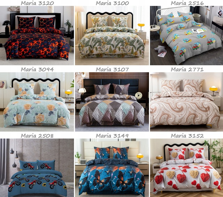 Pościel 160x200 + 2 poszewki KOMPLET POŚCIELI bawełnianej satyny WYBÓR