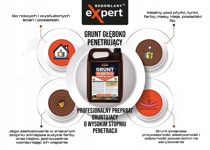 GRUNT GŁĘBOKO PENETRUJĄCY WZMACNIA PODŁOŻE PRZECIWGRZYBICZY 5L do