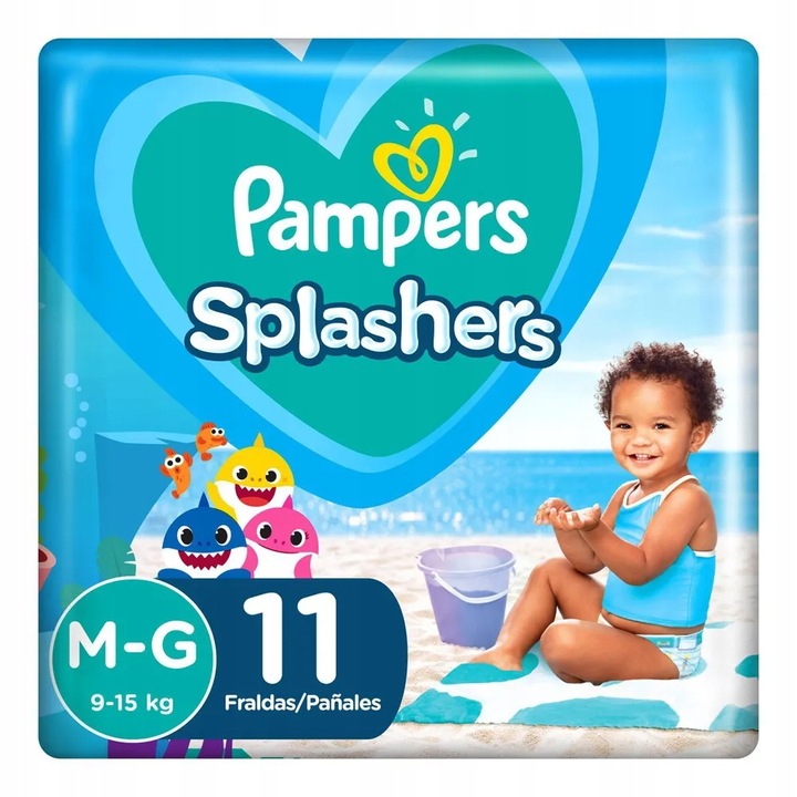 PAMPERS SPLASHERS PIELUCHY DO PŁYWANIA KĄPIELI NA BASEN R.4-5 9-15KG 11 SZT