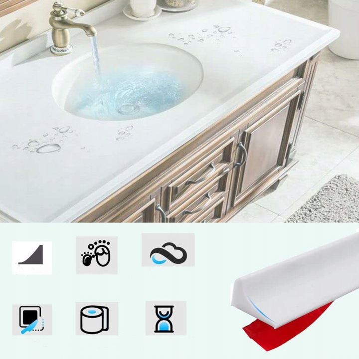 2M SAMOPRZYLEPNA LISTWA ZATRZYMUJĄCA WODĘ DO WANNY, LISTWA