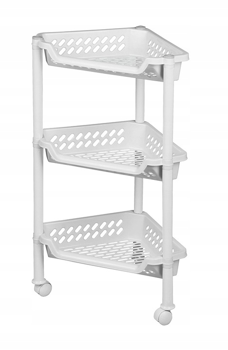 Stojak łazienkowy na kółkach półka regał organizer biały praktyczny do