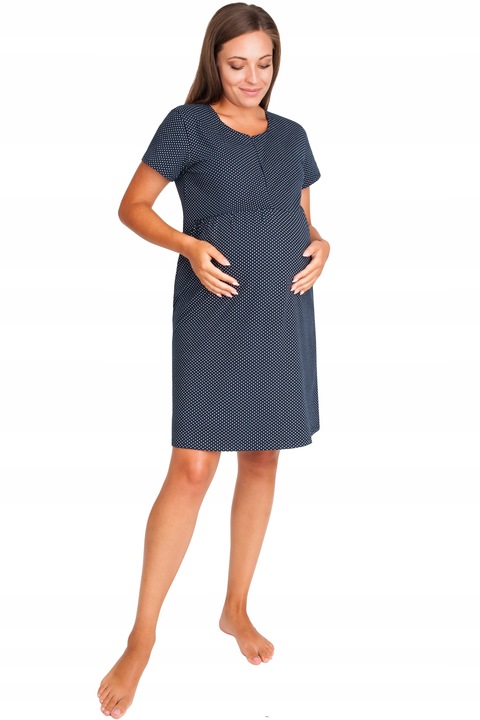 Koszula nocna ciążowa do karmienia piersią MACZEK granat L/XL