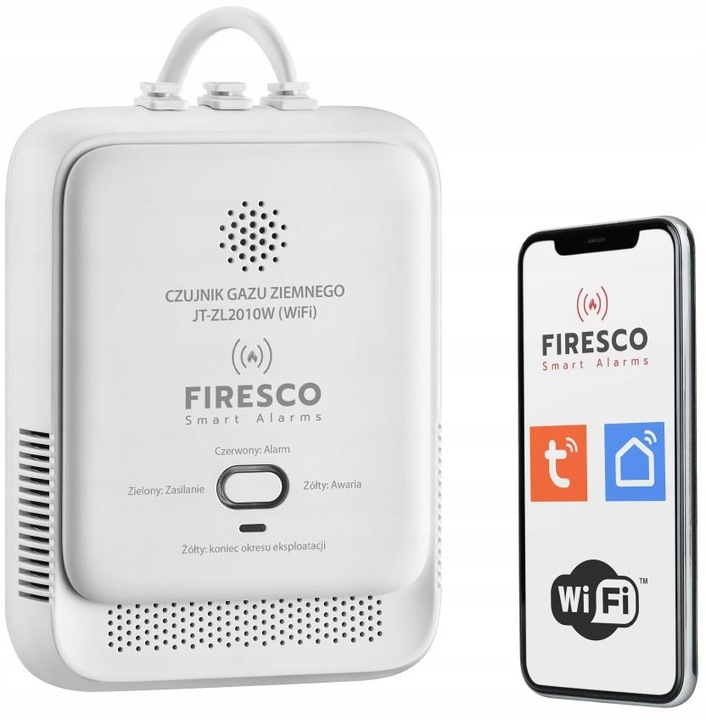 CZUJNIK GAZU ZIEMNEGO LNG METAN Firesco JT-ZL2010W Z MODUŁEM WiFi Tuya