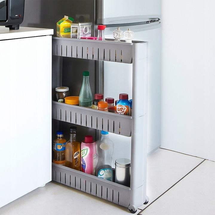 SZAFKA NA KÓŁKACH SKŁADANA WĄSKA PÓŁKA KUCHENNA ŁAZIENKOWA REGAŁ MOBILNY