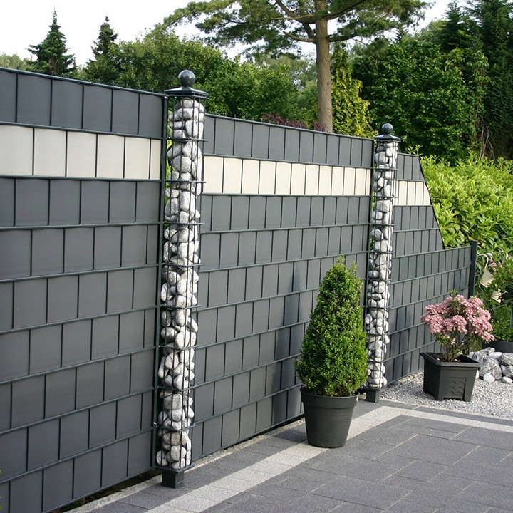 Taśma ogrodzeniowa na płot ogrodzenie wąska 4,75cm x35m antracyt UV +klipsy