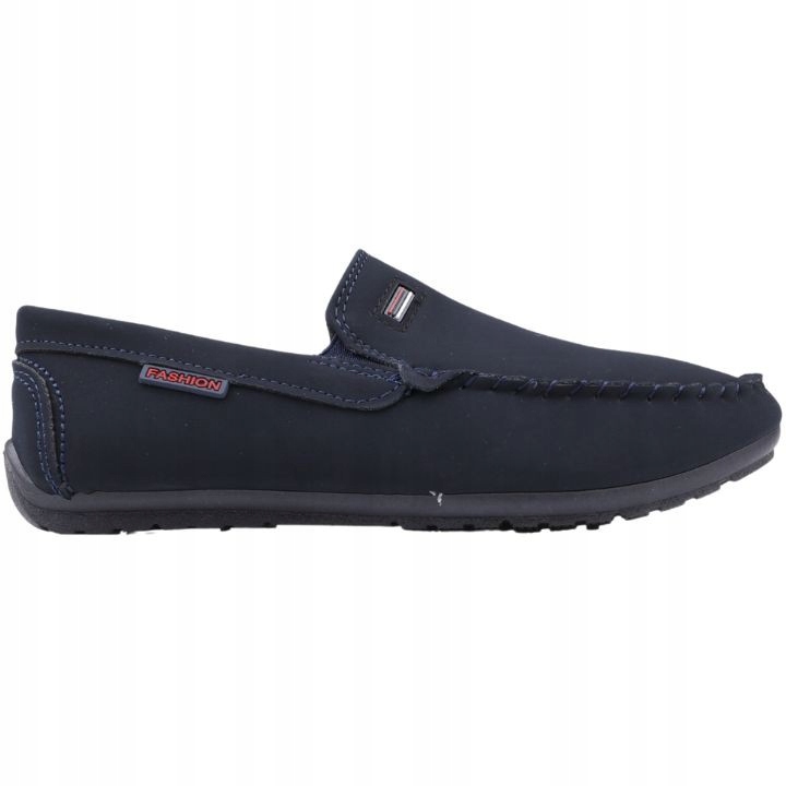 GRANATOWE MOKASYNY CHŁOPIĘCE PÓŁBUTY ZAMSZOWE WSUWANE BUTY NA KOMUNIĘ