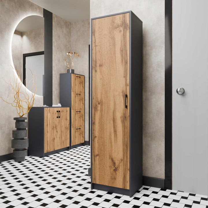 Komoda szafka 2D GRAFIT-WOTAN dwudrzwiowa regał antracyt ROB