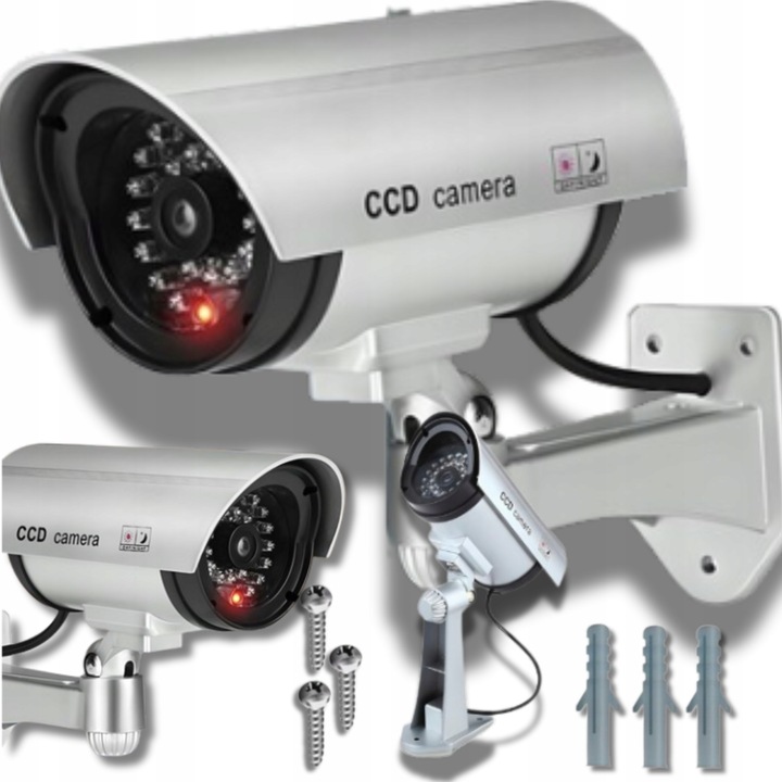 KAMERA ATRAPA ZEWNĘTRZNA MONITORING ŚCIENNA LED IR KAMERA MIGAJĄCA +