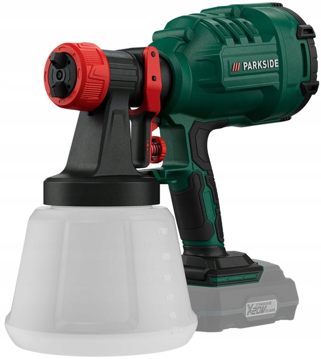 AKUMULATOROWY PISTOLET MALARSKI PARKSIDE PFSA B2 20V ZESTAW AGREGAT +