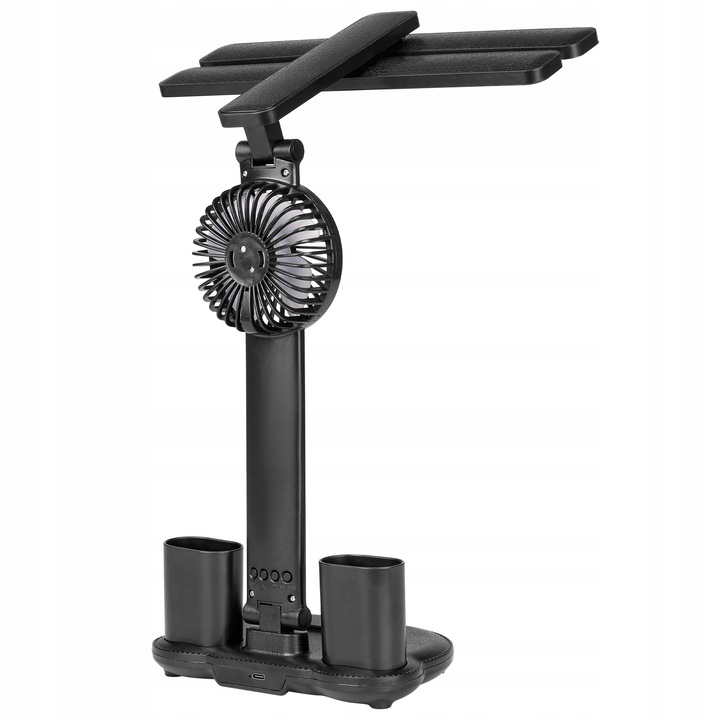 LAMPKA NA BIURKO BIURKOWA NOCNA LED z wiatrakiem zegarem szkolna