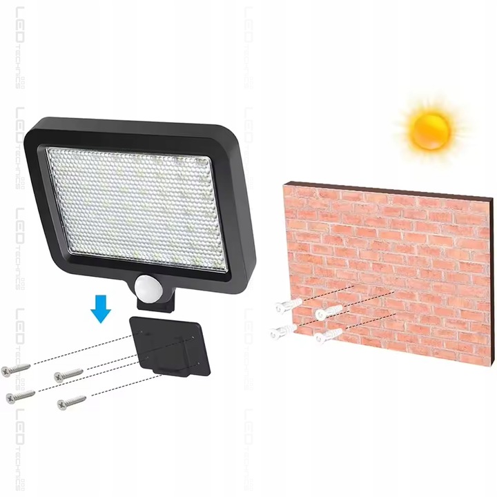 Lampa solarna LED czujnik ruchu zmierzchu Naświetlacz zewnętrzny PIR