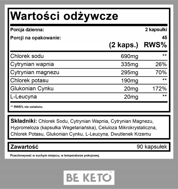 BeKeto Keto Elektrolity Ketolytes 90 kapsułek