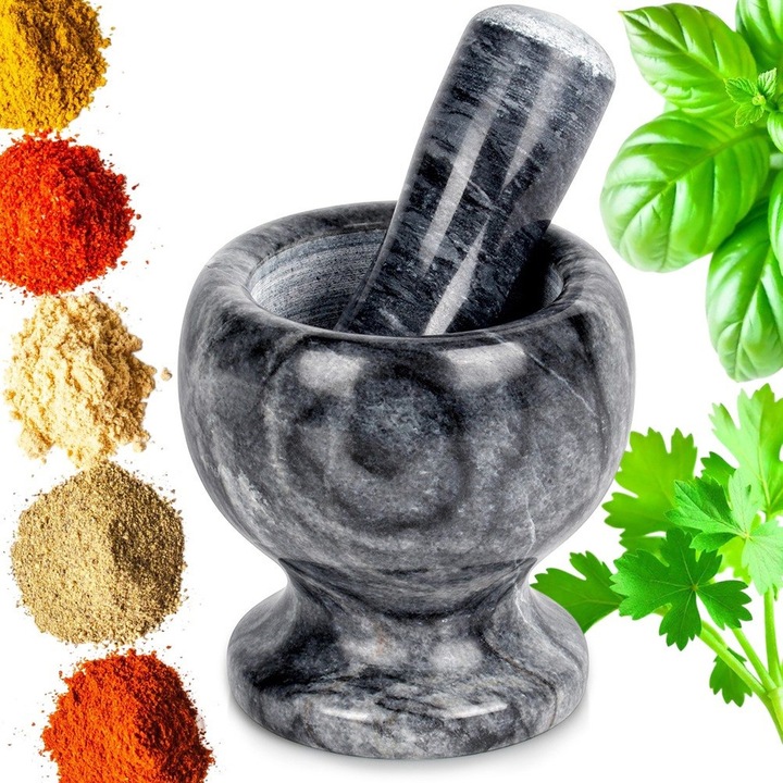 Moździerz KAMIENNY GRANITOWY kuchenny do ucierania przypraw z