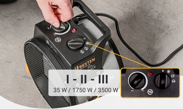 Nagrzewnica Elektryczna 3,5KW Termowentylator Dmuchawa Grzejnik