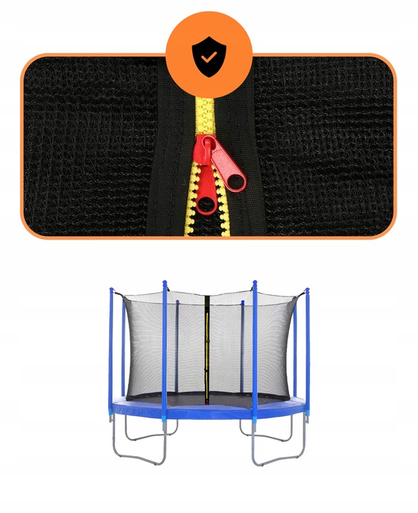SIATKA DO TRAMPOLINY WEWNĘTRZNA MOCNA OCHRONNA na 8 SŁUPKÓW 304-312 cm 10FT