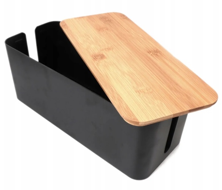 ORGANIZER POJEMNIK PUDEŁKO MASKOWNICA NA KABLE LISTWY DUŻY BIUROWY CZARNY L