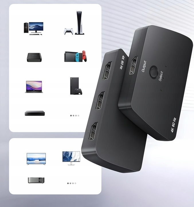 PRZEŁĄCZNIK HDMI 2.0b 3x1 SWITCH ROZDZIELACZ 3 WEJŚCIA 4K 60Hz HDR