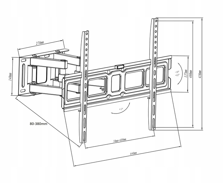 EXTRA MOCNY OBROTOWY UCHWYT na TELEWIZOR WIESZAK TV 32-80 cali