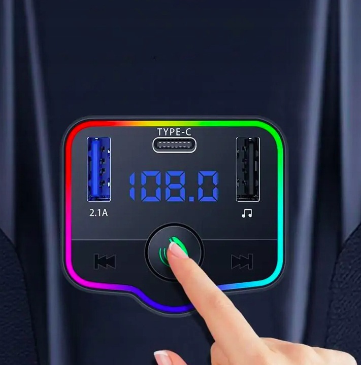 TRANSMITER SAMOCHODOWY BLUETOOTH 5.0 ROZMOWY RADIO 2x USB 1x TYP C PILOT