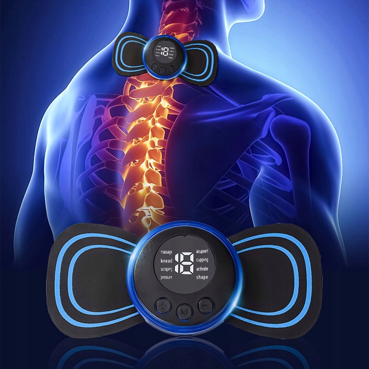 MASAŻER ELEKTROSTYMULATOR SZYI KARKU MIĘŚNI BRZUCHA EMS 8 TRYBÓW USB PILOT