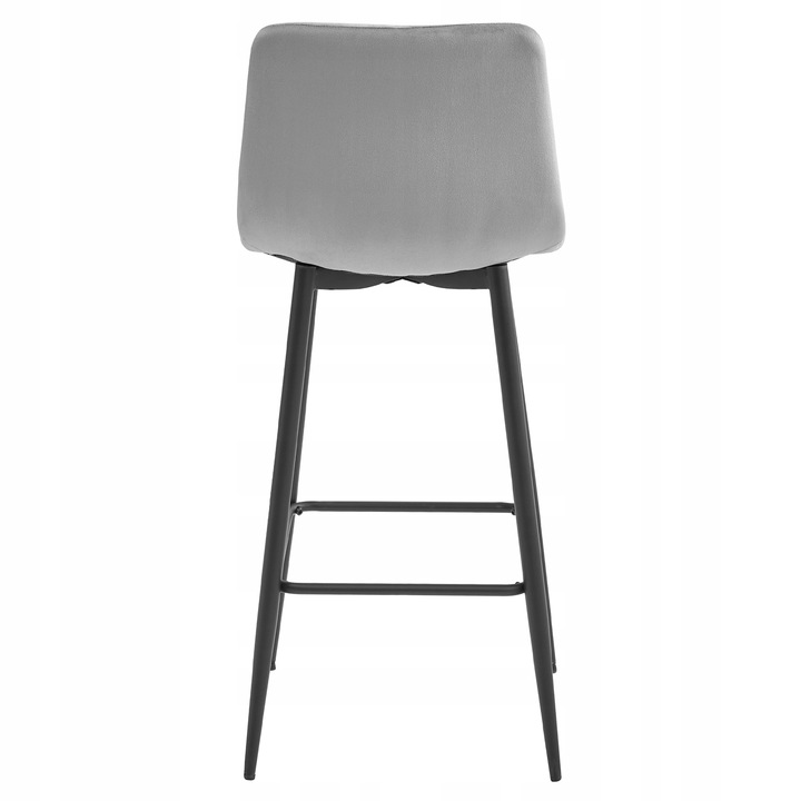 Hoker Krzesło Barowe Wysokie do Wyspy Welurowe Tapicerowane Szare