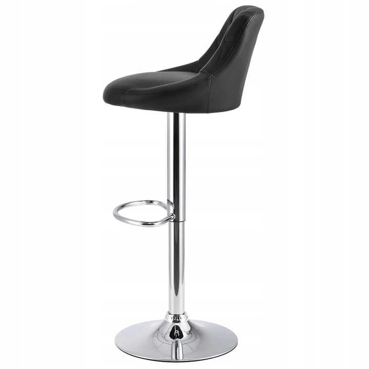 HOKER krzesło barowe pikowane skórzane czarne