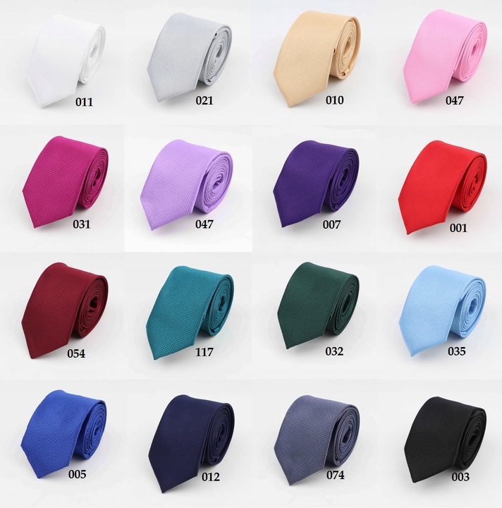 Elegancki KRAWAT męski wąski gładki BRĄZOWY