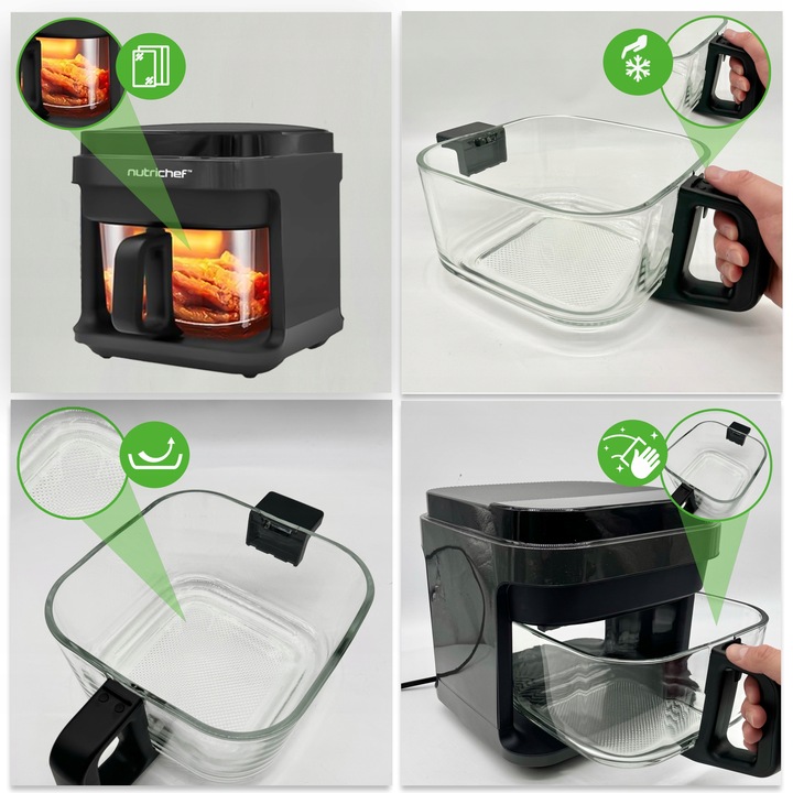 AIR FRYER FRYTKOWNICA BEZTŁUSZCZOWA 5,5L 8 PROGRAMÓW NUTRICHEF CZARNA