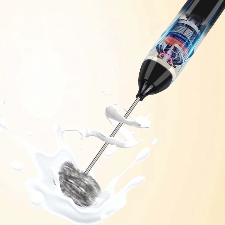 RĘCZNY SPIENIACZ UBIJACZ DO MLEKA KAWY MINI MIKSER 2w1 STAL NIERDZEWNA