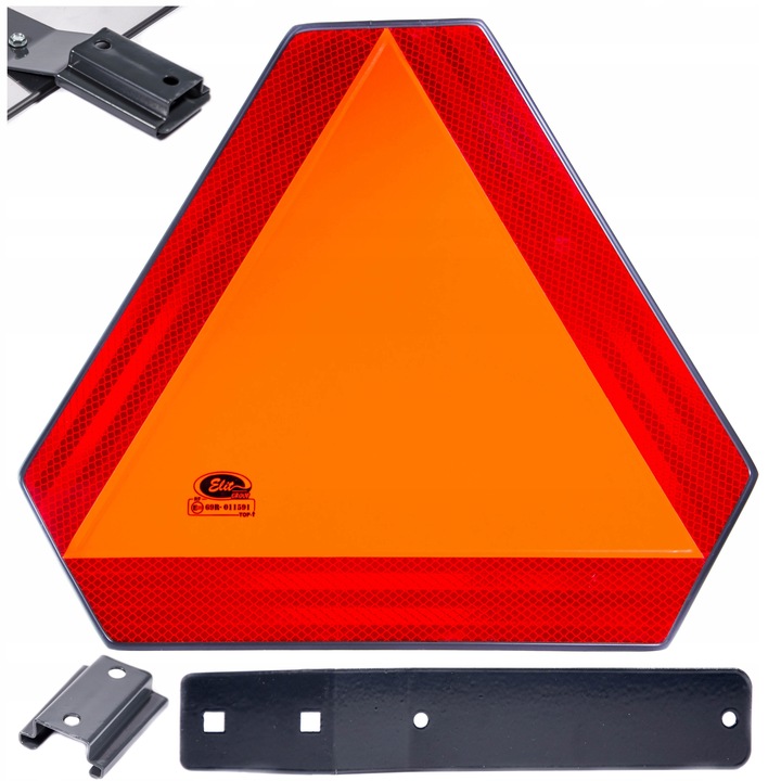 TRÓJKĄT OSTRZEGAWCZY Z UCHWYTEM POJAZD WOLNOBIEŻNY METAL POLSKI HOMOLOGACJA