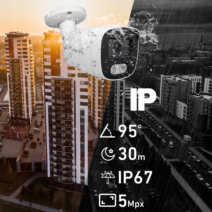 CYFROWY MONITORING 7 KAMER IP 5MPIX NA SKRĘTKĘ UTP PODGLĄD ONLINE DETEKCJA