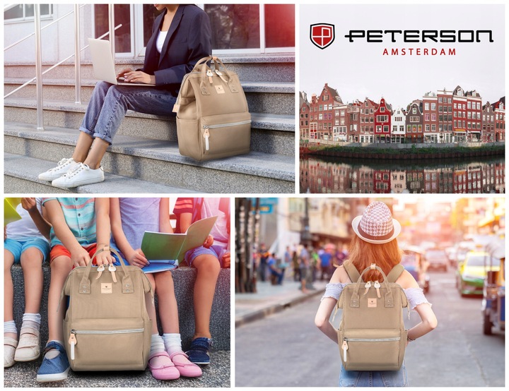 Plecak miejski PETERSON pojemny na laptopa damski port USB podróżny
