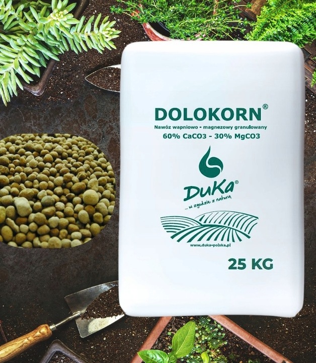 Wapno Granulowane z magnezowe DOLOKORN 25kg |Odkwasza glebę, poprawa