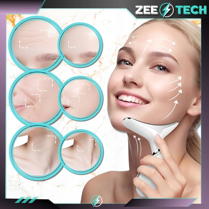 MASAŻER LIFTINGUJĄCY DO TWARZY SZYI SONICZNY DO UJĘDRNIANIA WIBRACYJNY EMS